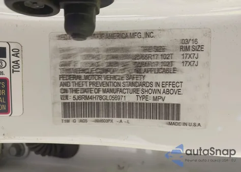 2016 Honda Cr-V Ex-L из США, поврежденный, VIN 5J6RM4H78GL056971